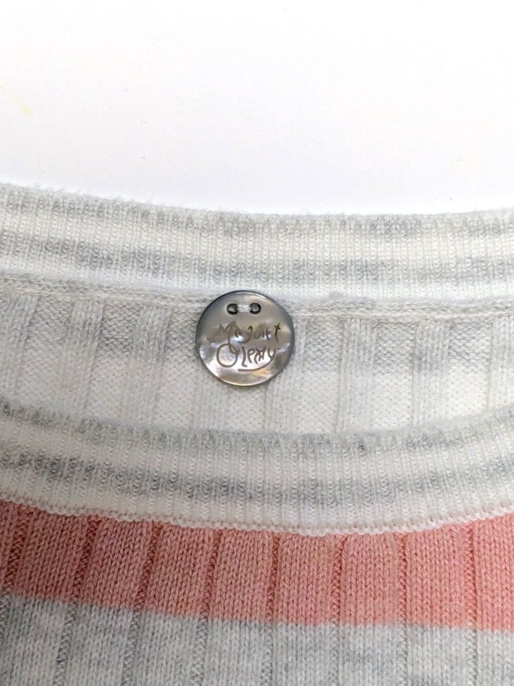 Margaret O'Leary Striped Knit Crewneck Ribbed Sweater Cotton - Picture 3 of 4